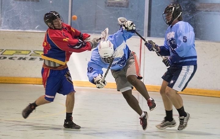 Quincy playing hockey